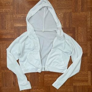 cropped white zip up